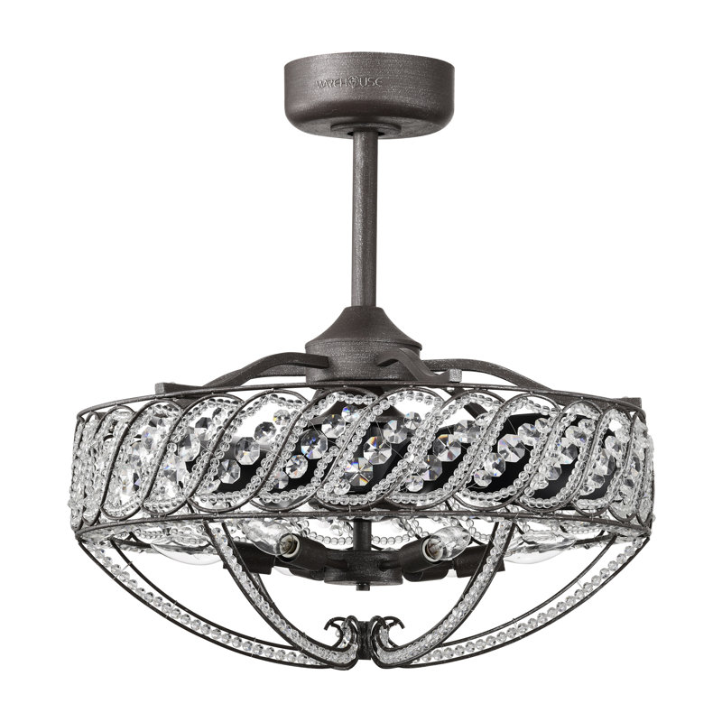 Ventilateur de plafond en cristal Glam 24 pouces avec télécommande Sandi
