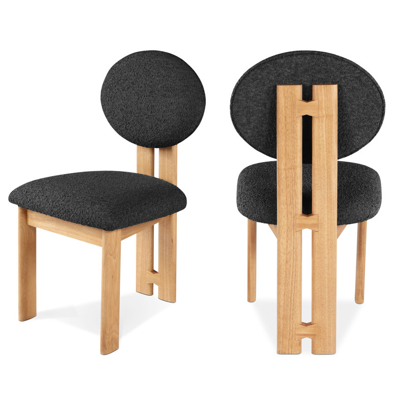 Napa Brityn Boucle Fabric Upholstered Side Chair, Black Boucle Fabric, Black