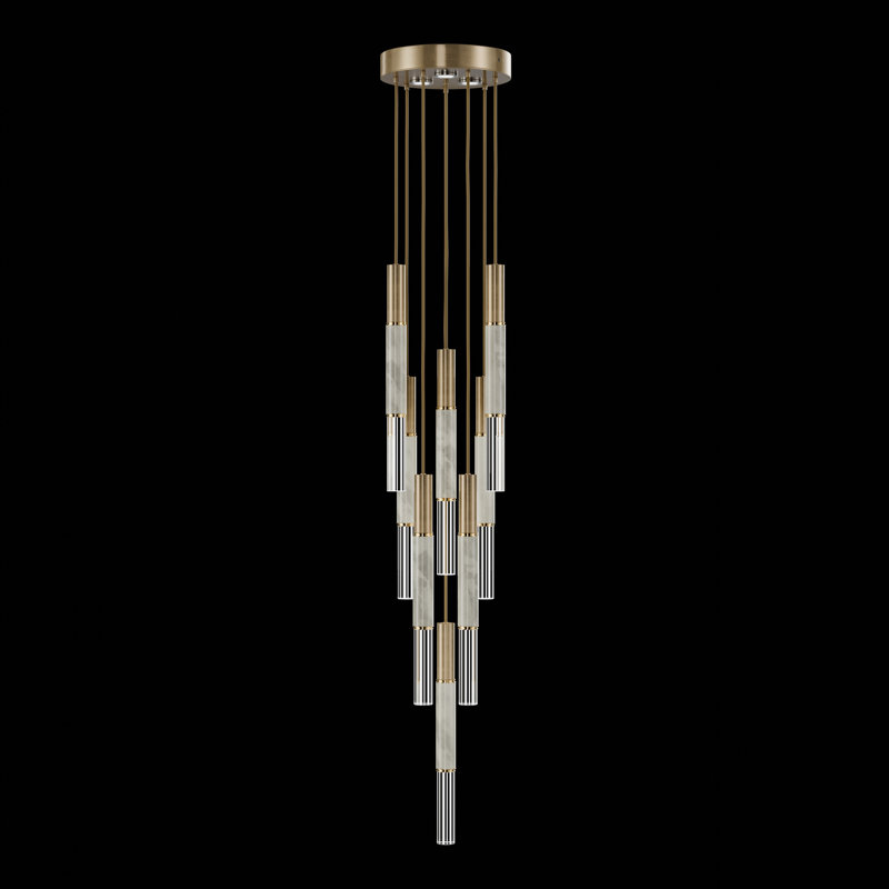 Antonia 11 - Light LED Cluster Pendant, Standard Gold Leaf/Brass