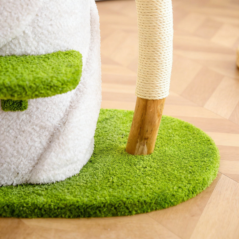 Structure d'escalade simple pour chat, Blanc cassé / vert
