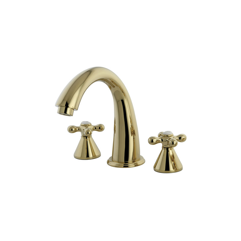 Kingston Brass Naples Two-Handle 3-Hole Deck Mount Roman Tub Faucet, Polished Brass