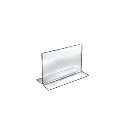 Bottom Loading Clear Acrylic T-Frame Sign Holder 7" Wide x 5.5'' High-Horizontal/Landscape, 10-Pack
