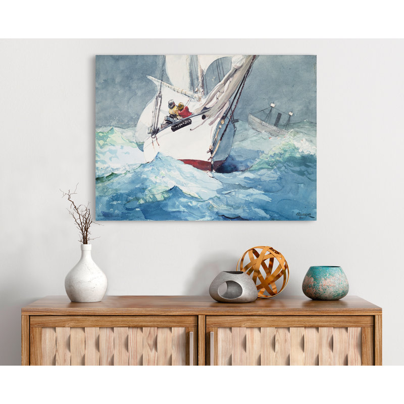 Reefing Sails Around Diamond Shoals, Cape Hatteras by Winslow Homer - 1 Piece Wrapped Canvas Painting