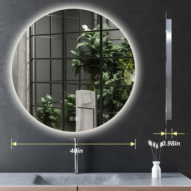 Miroir de salle de bain mural rond Naliyah Altus, 40 po x 40 po