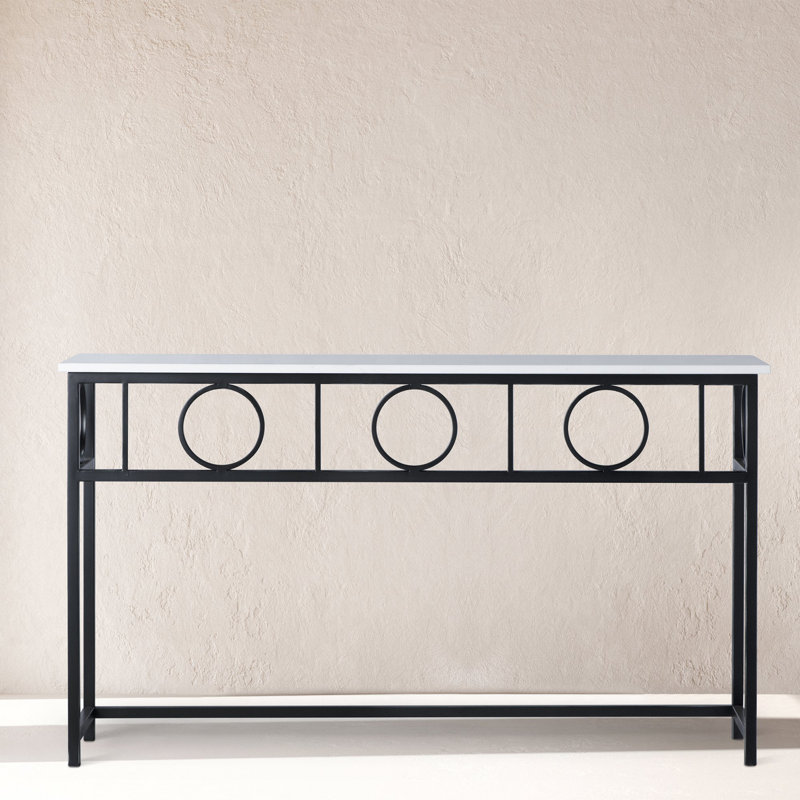 Hampton Console Table, Carrera Marble, Flat Black