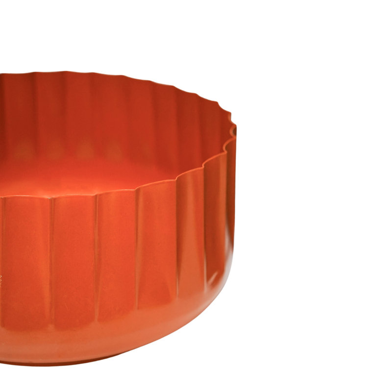 Ivyline Outdoor Hudson Corrugated Bowl Planter H15 Metal Pot Planter, Orange