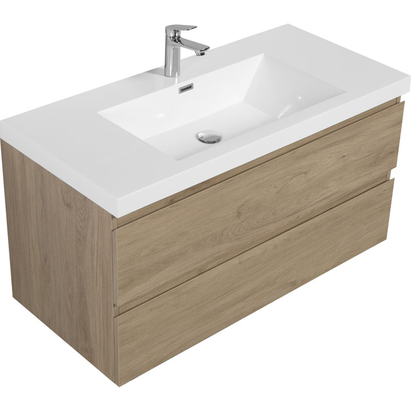 Meuble-lavabo flottant 42 po avec lavabo, Chêne