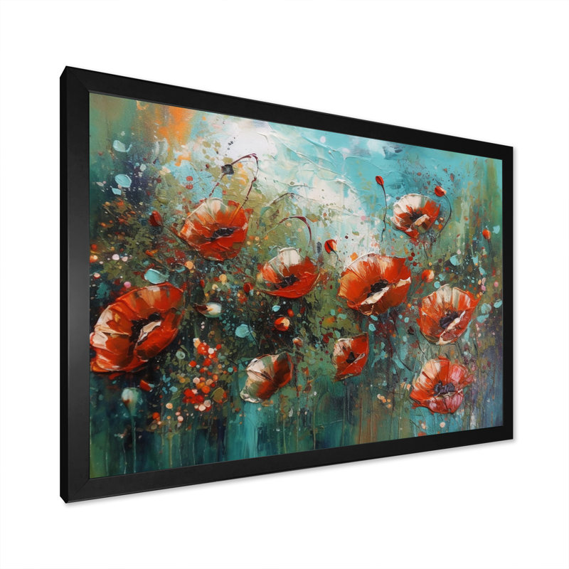 Pivoines rouges en fleurs IV - impression, Cadre photo noir, H 12 po x l 20 po x P 1 po