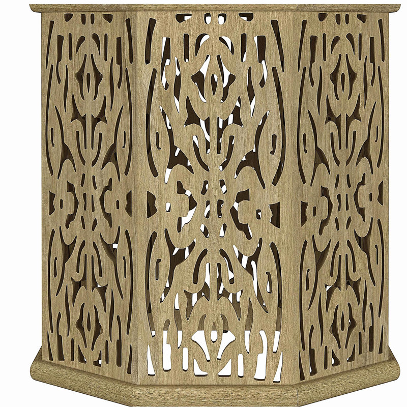 Watsonville Natural Brown Octagonal Solid Mango Wood Side Table