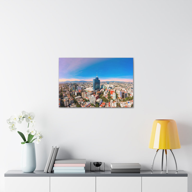 «Mexico City Daytime Skyline», toile d'art à couper le souffle, paysage urbain époustouflant, H 16 po x l 20 po