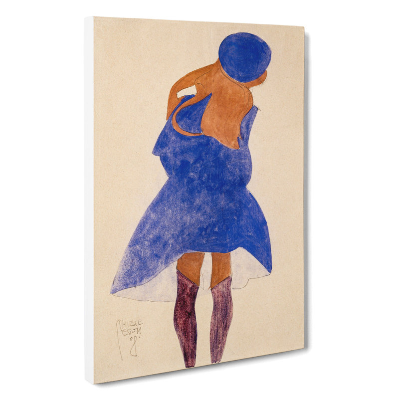 Girl In Blue by Egon Schiele - Wrapped Canvas, 76cm H x 50cm W x 3cm D