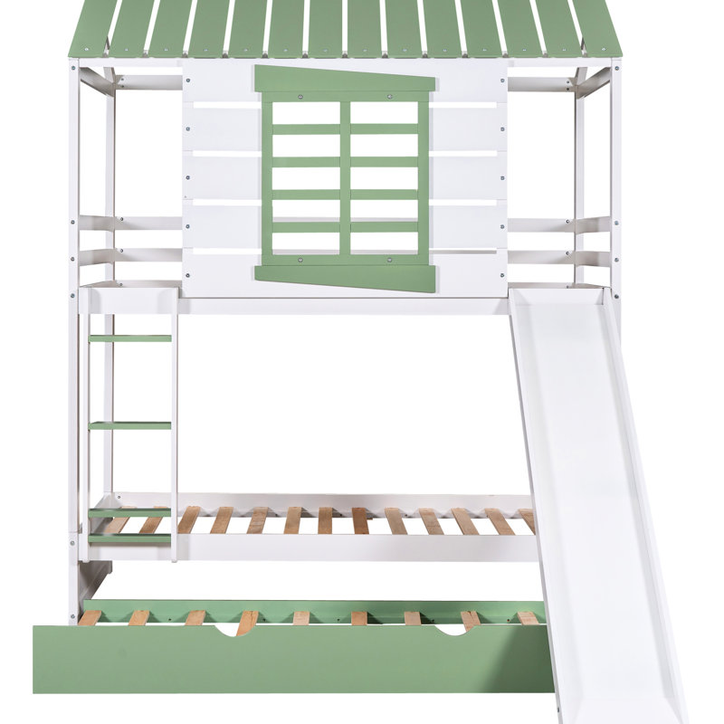 Lit superposé simple surdimensionné avec glissière réglable et lit gigogne en blanc + - Maximise l'utilisation de l'espace de la chambre à coucher.
