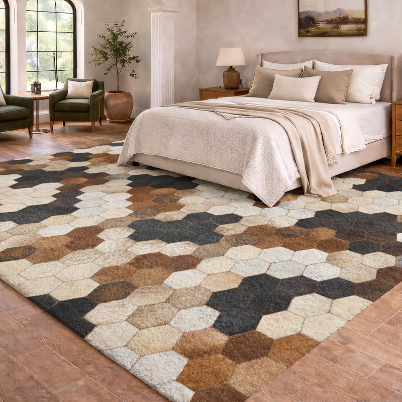 Tapis octogonal à poil long de qualité supérieure lavable à la machine ADS104, 8 pi x 10 pi