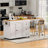 74.8" Kitchen Island With Extendable Dining Table, Kitchen Storage Cart With 3 Drawers, Power Outlet, Rolling Kitchen Island On Wheels With Spice Rack And 2 Door Cabinet, For Kitchen-1371060434