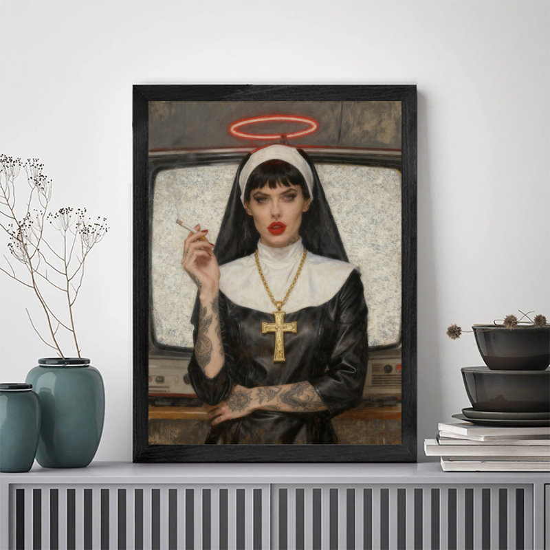 «Black», encadré noir, avant-gardiste, tigre, art mural, impression de style rétro, H 37 po x l 25 po