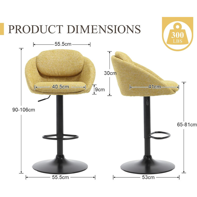 Joutel Swivel Yes Upholstered Chenille Bar Stool