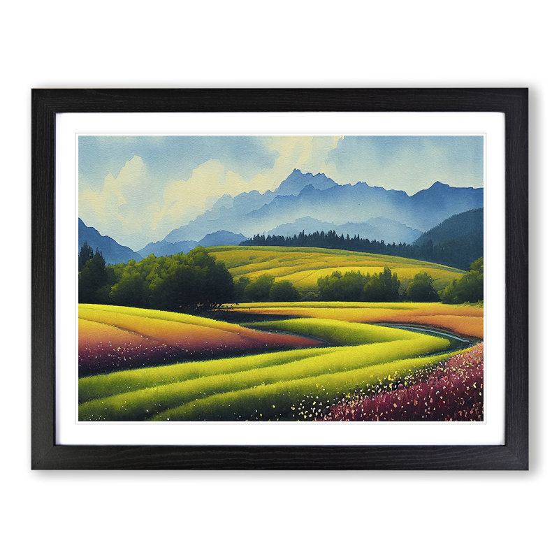Spring Mountain Scene Vol.2 - Framed Print, Black, 25cm H x 34cm W x 2cm D