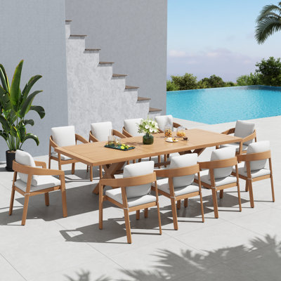 Outdoor Rectangular Dining Set With Cushions
