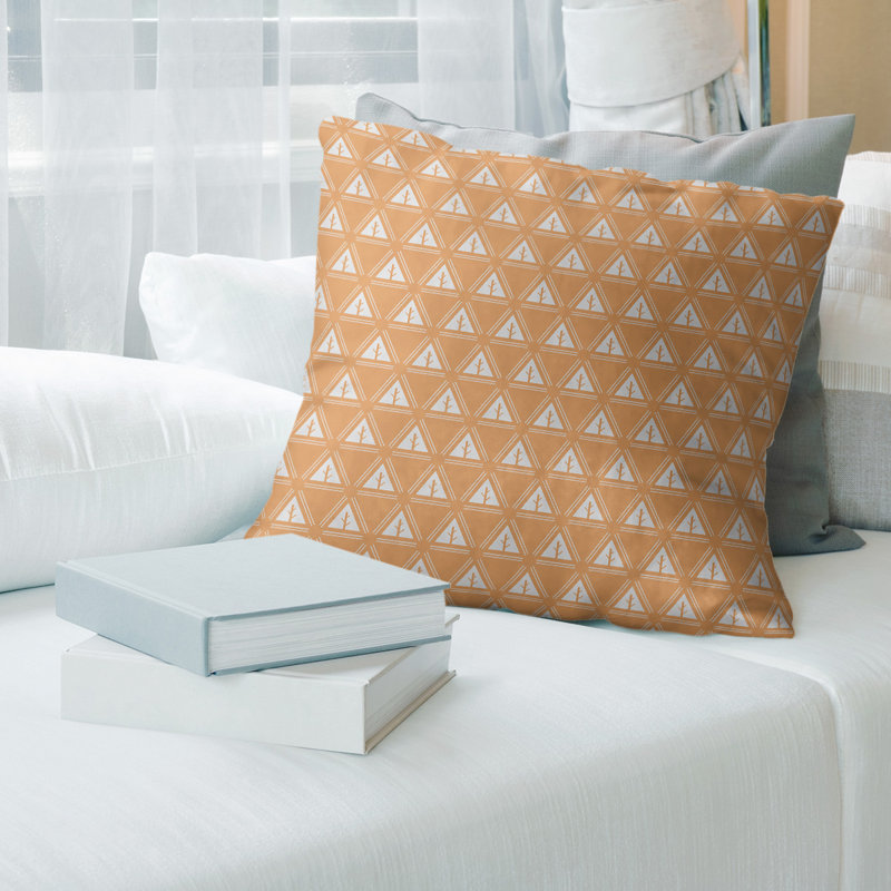 Coussin décoratif à motif d’arbre minimaliste classic Barbra, Duvet synthétique, 18 po x 18 po, Orange clair