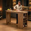 Table de bar 63 po de long avec rangement pour bouteilles de vin intégré