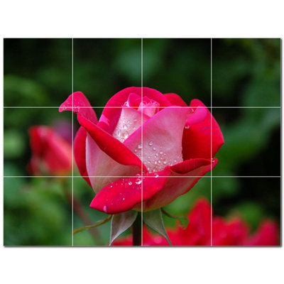 Flowers Photo 8'' x 8'' Satin Ceramic Decorative Mural
