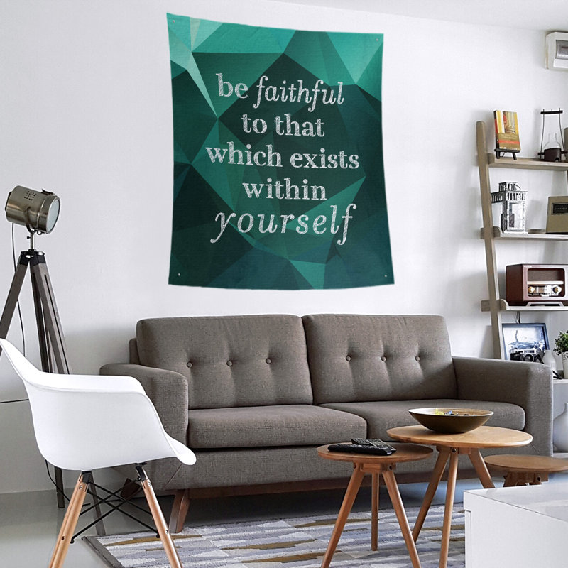 Tapisserie de polyester fidèle à vous-même» quote-pierre, H 27,5 po x l 37,5 po, Émeraude