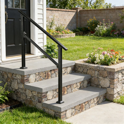 Outdoor Metal Handrail For Stairs - Concrete Outdoor Handrail For Stairs, Porch, Adjustable, Easy To Install