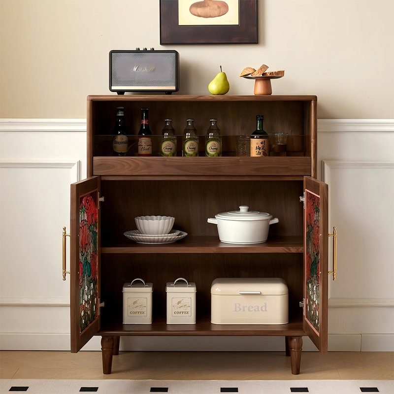 Buffet 31,5 po en noyer rétro brun, H 41,34 po x l 31,5 po x P 15,75 po
