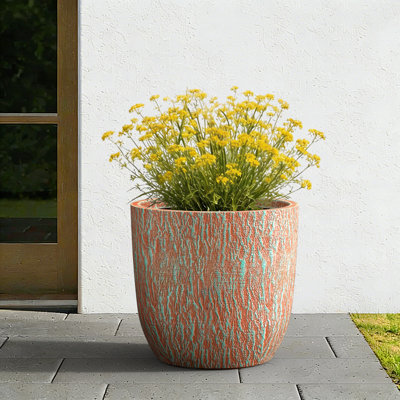 Pot à fleurs / pot rond en béton avec trous de drainage pour l'intérieur et l'extérieur