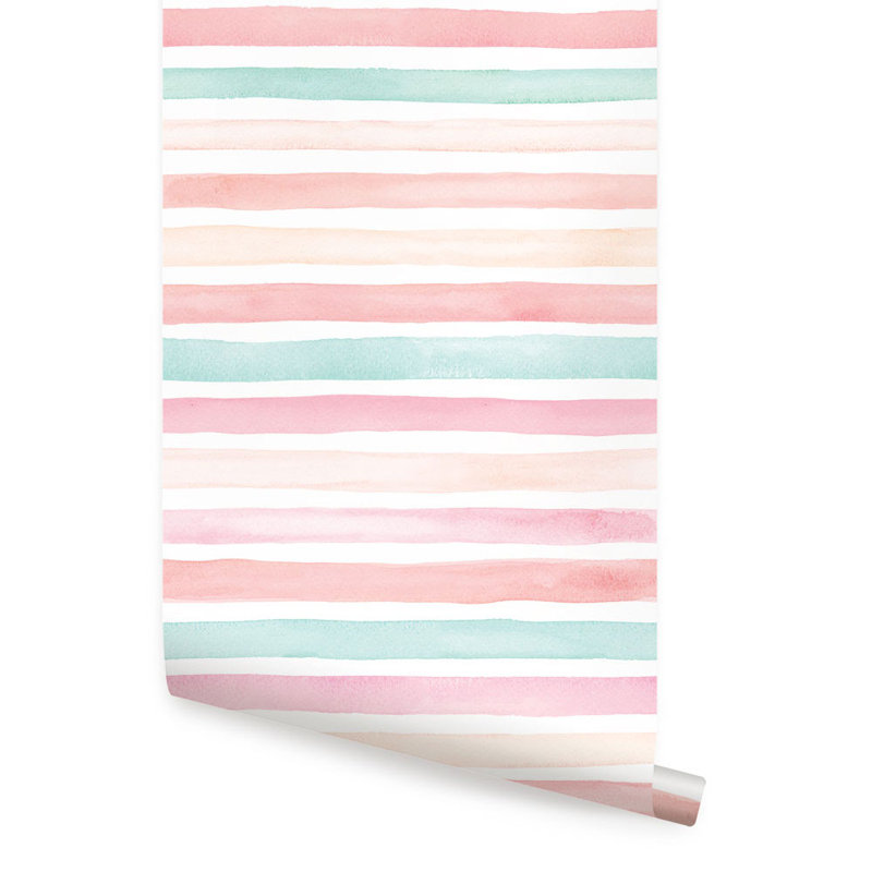 Panneau de papier peint adhésif Toland, Menthe corail, L 2 pi x H 18 pi