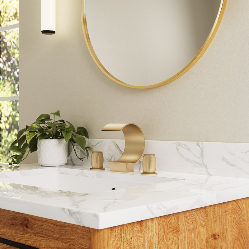 Robinet de lavabo de salle de bain à double poignée avec drain Casainc, Or brossé