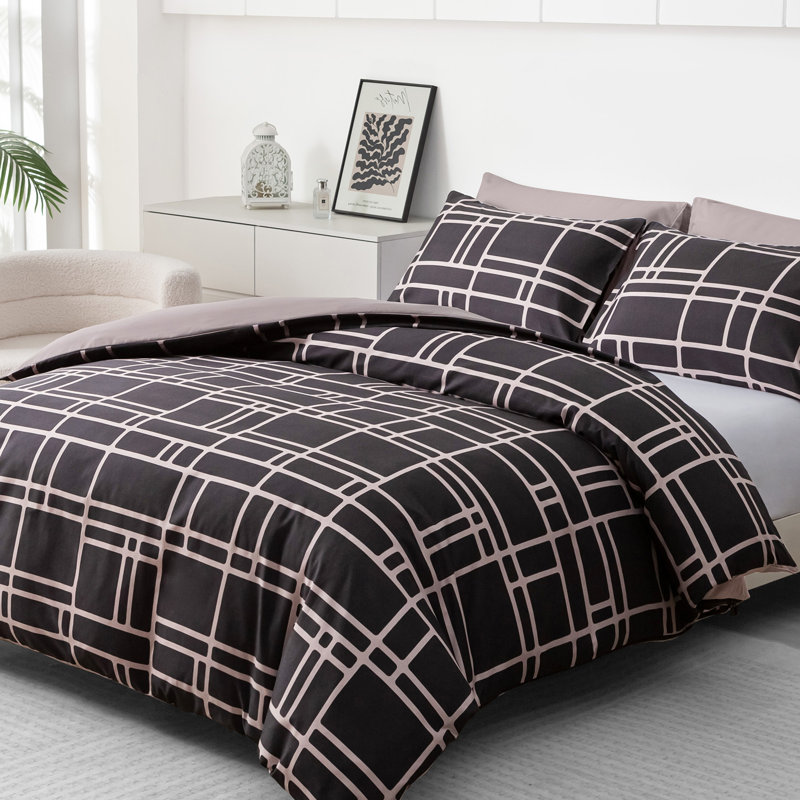 Duvet Cover Set Brushed Microfiber Reversible With Zipper Closure & Corner Ties Bedding Set, Super King (220cm x 260cm)