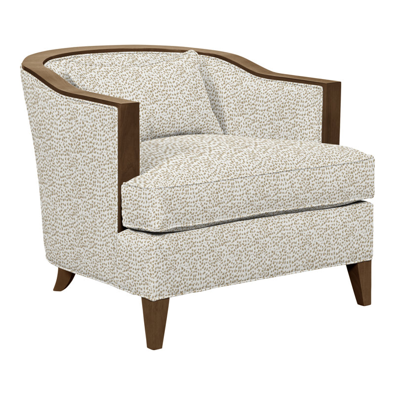 Thom Filicia Home Upholstered Barrel Chair, Worthy Snow Polyester Blend, Havana