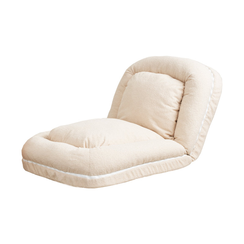Fauteuil inclinable rembourré en tissu avec dossier réglable Teddy, Peluche beige