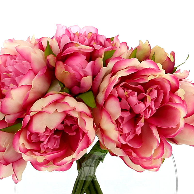 Peony Floral In Glass Vase, Pink