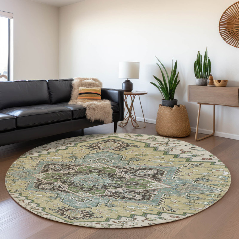 Premium Machine Washable Cossette AMF1036 Oriental Rug, Round 8'