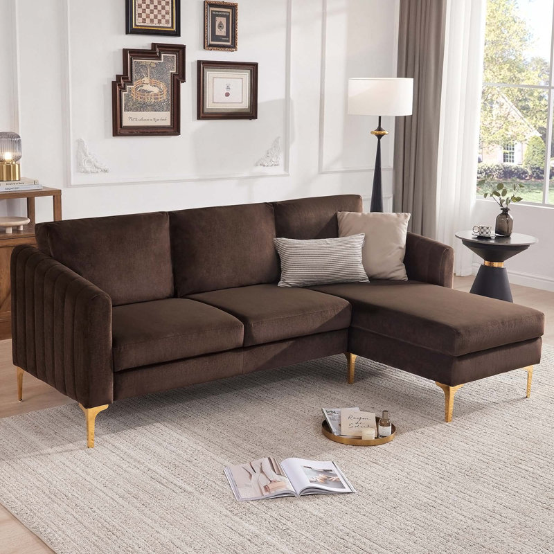 Canapé modulaire confortable pour le salon, rehaussant l'ambiance de la maison, Mélange de polyester taupe