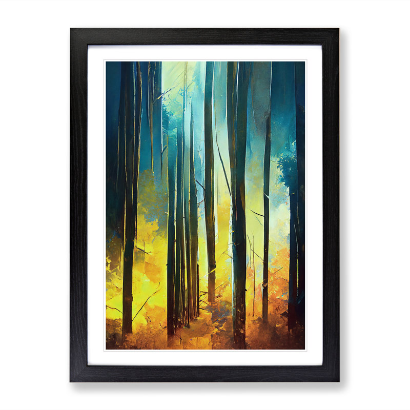 Forest No.5 Abstract - Single Picture Frame Painting, Black, 64cm H x 46cm W x 2cm D