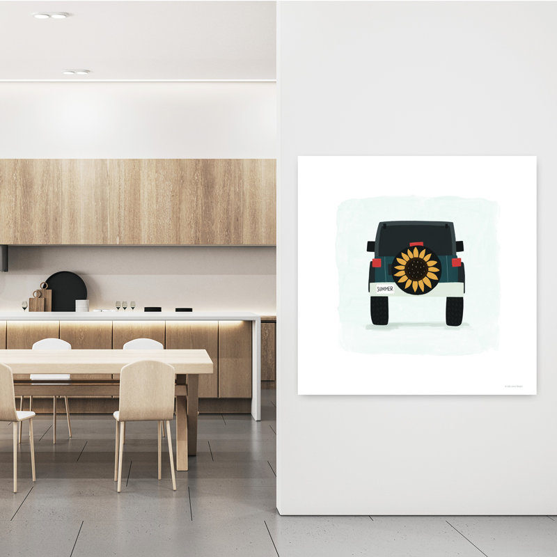 Art contemporain Jeep avec art d'automne, H 48 po x l 48 po