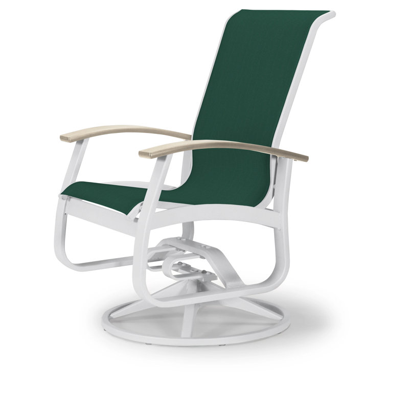 Chaise de patio pivotante Askar, Vert forêt 22D Sunbrella® vert, Désert P60, Blanc brillant