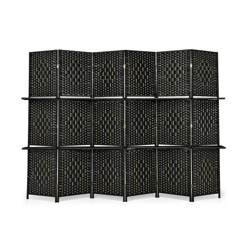 Paravent pliable en bambou / rotin à 6 panneaux l 71 po x H 71 po Rahema, Noir