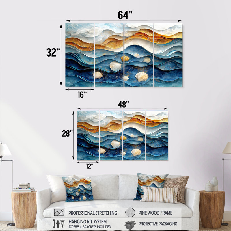 Awaah - décoration murale côtière - art mural nautique, 4, H 28 po x l 48 po