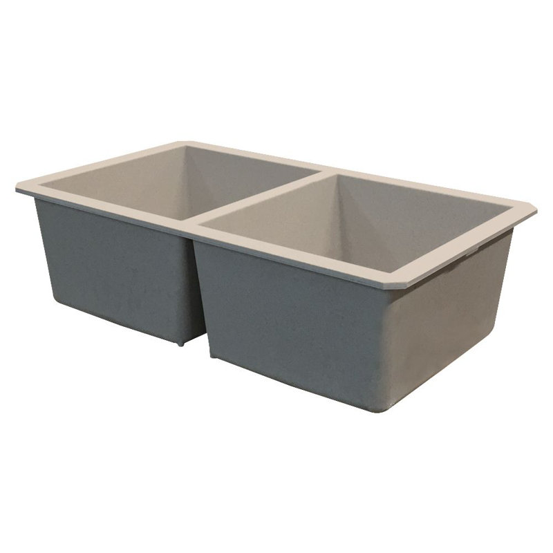 Radius 31.75'' L Double Bowl Granite Kitchen Sink, Cafe Latte