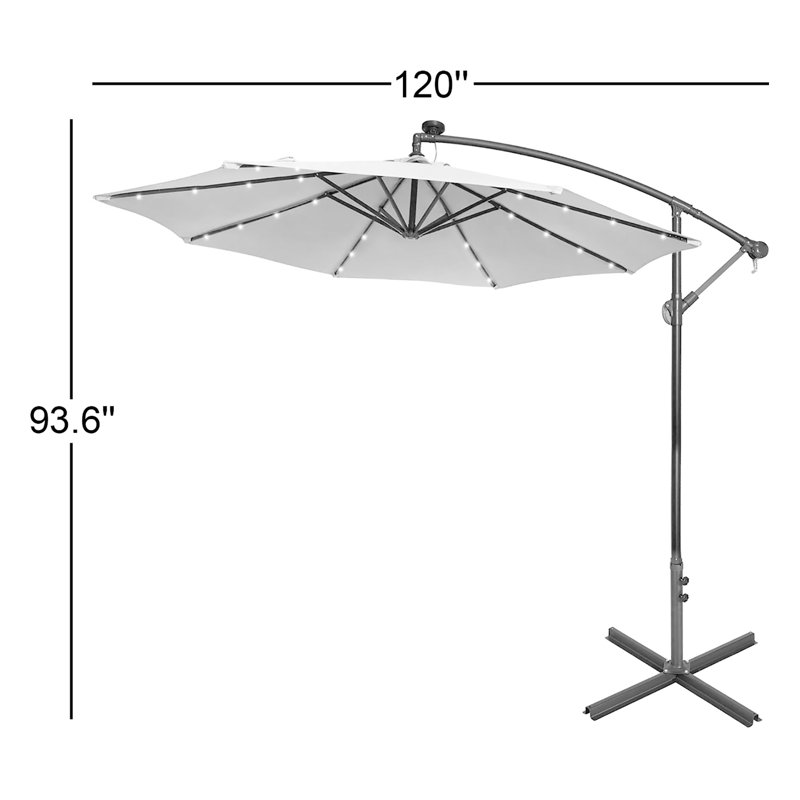 Parasol en porte-à-faux 10 pi Kinyon, Gris