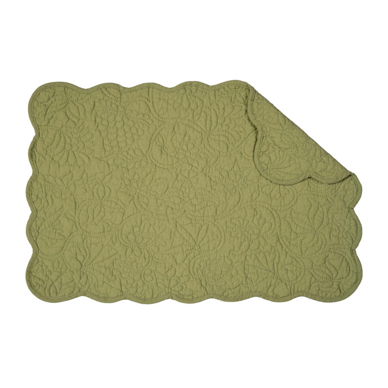 Ensemble de 6 napperons de courtepointe Christiana, Vert