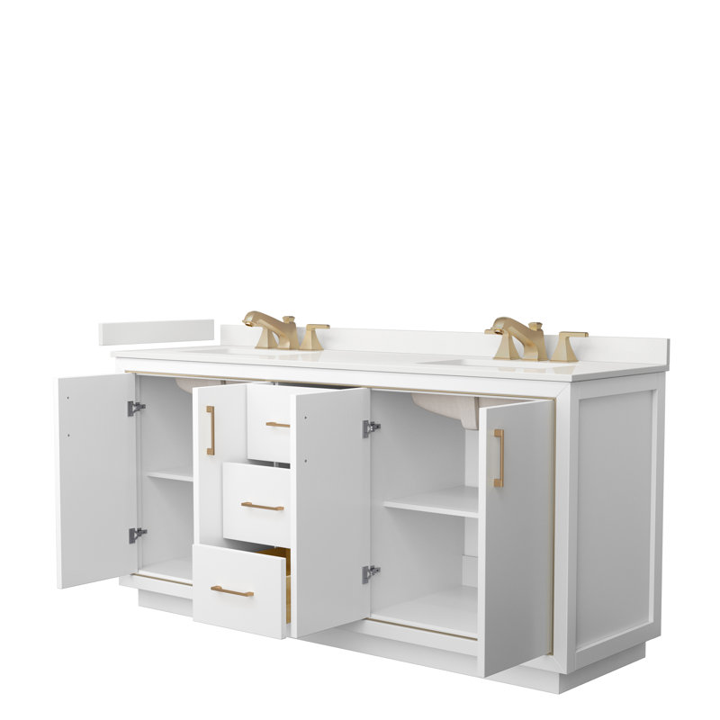 72'' W Double Vanity, WDX13332, White, Matte Black