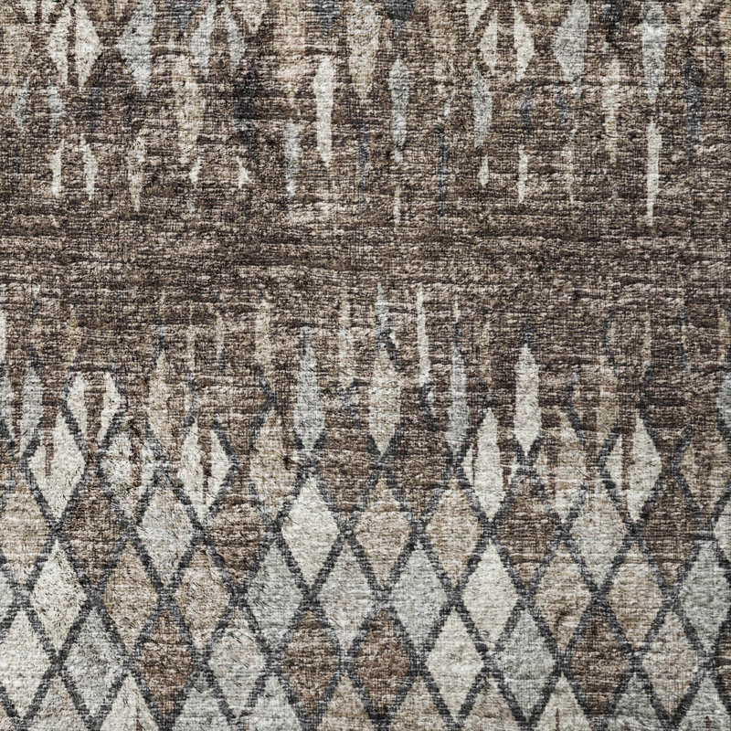 Premium Machine Washable Dream Shag Chevron Rug, 1'8" x 2'6", Brown