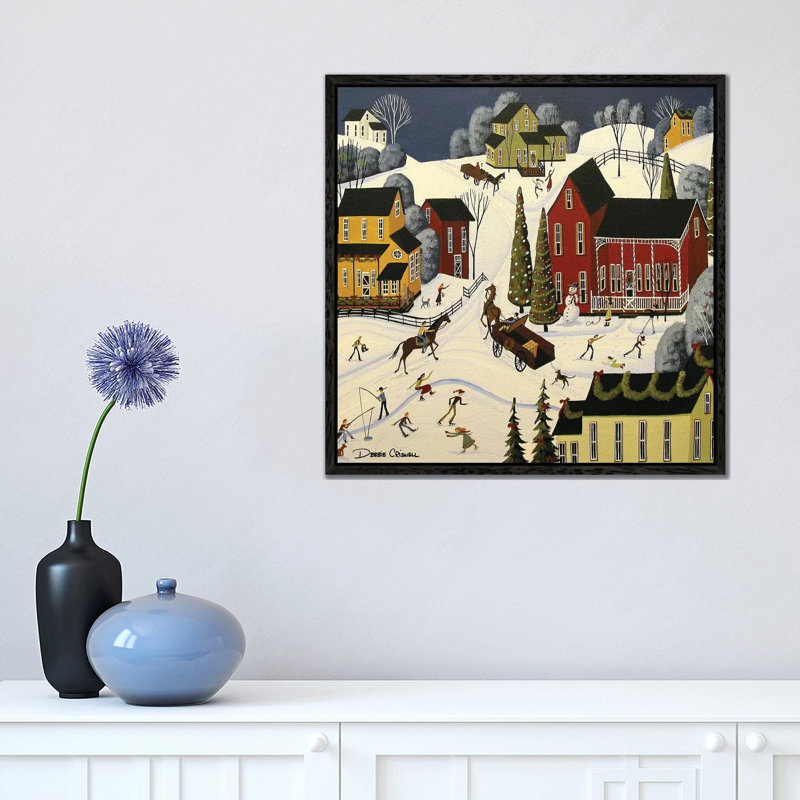 Christmas Cheer by Debbie Criswell - Painting on Canvas, Black Framed, 45.72 cm H x 45.72 cm W