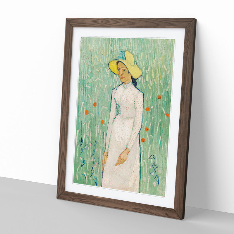 Girl in White by Vincent Van Gogh - Picture Frame Painting, 65cm H x 48cm W x 2cm D, Walnut Framed