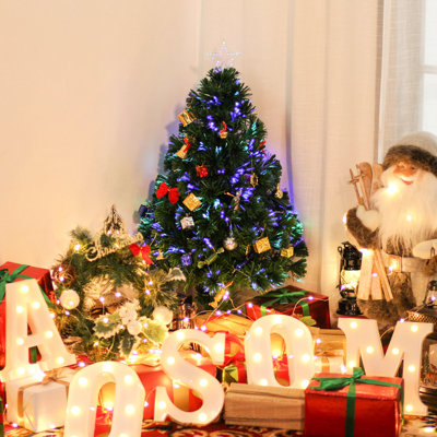 Mini Christmas Tree With Fiber Optic Lights And 85 Plastic Branches 85 Tabletop Artificial Warm